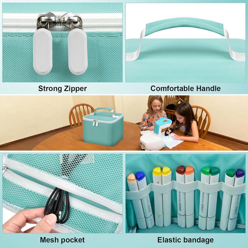 SAIKA Carrying Case for Flycatcher Smart Art Sketcher 2.0 Projector, Kids Drawing and Tracing Projector Storage Bag, Portable Doodle Toys Protective Organizer for Accessories Light Blue(Box Only) - Image 4